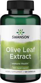 Swanson Olive Leaf Extract Immune and Cardiovascular Health Supplement for Adults Seeking Year-Round Immune Support - 20% Oleuropein (120 Capsules, 500 mg)