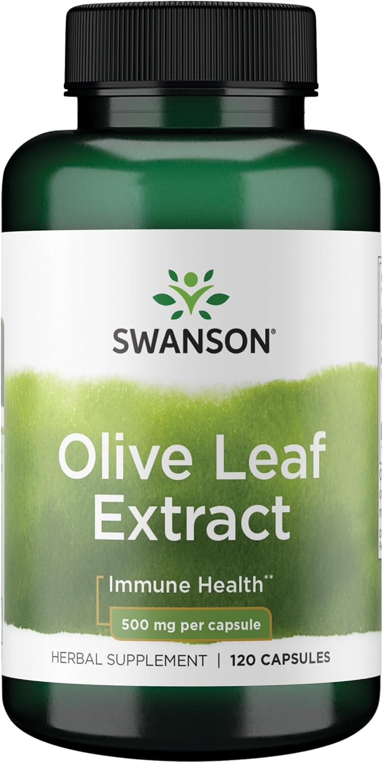 Swanson Olive Leaf Extract Immune and Cardiovascular Health Supplement for Adults Seeking Year-Round Immune Support - 20% Oleuropein (120 Capsules, 500 mg)