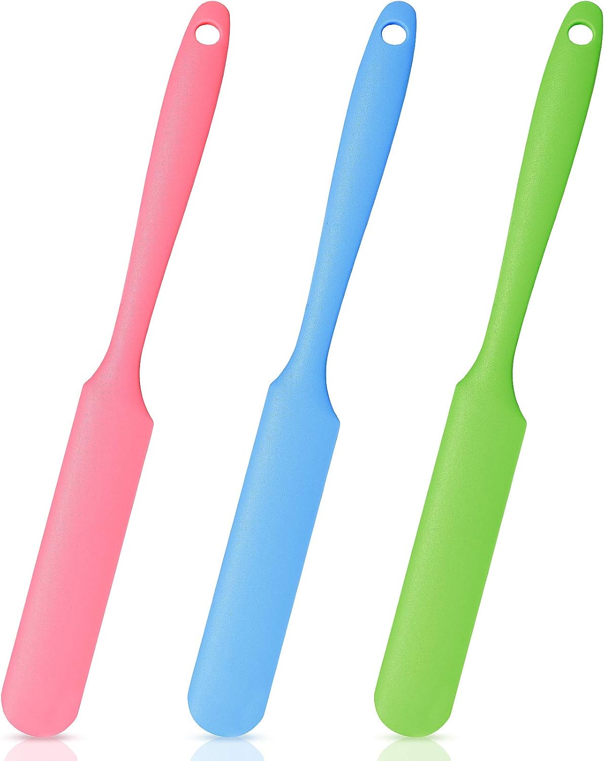 Mudder 3 Pcs Non-stick Wax Spatulas Silicone Waxing Applicator Hair Removal Sticks Applicator Spatula Reusable Hard Wax Scraper for Home Salon Body Use(Pink, Blue, Green)
