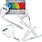 Body Tape Measure and Skinfold Caliper Body Fat Monitor Set - (Pack of 2) - Double Sided Body Tape Measures (150 cm /60 inches) - Skin Fold Body Fat Analyzer and BMI Measurement Tool, White by MEDca