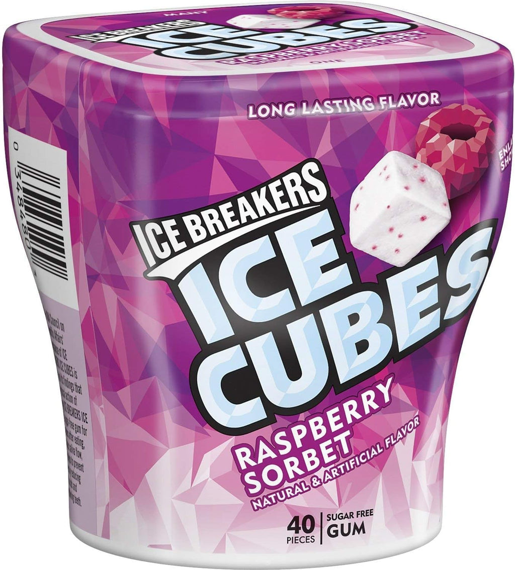 Ice Breakers Ice Cubes Sugar Free Gum with Xylitol, Raspberry Sorbet, 40 Piece (Pack of 4)