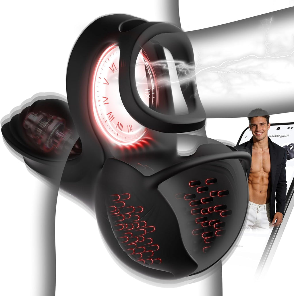 Vibrating Cock Ring Male Sex Toys – KUSHOR Penis Ring Vibrator Adult Toys for Men with 9 Vibration & 3 Heating Modes, 360° Wrapping Testicle Toys, Male Sex Toy for Men APP Control Perineum Stimulator