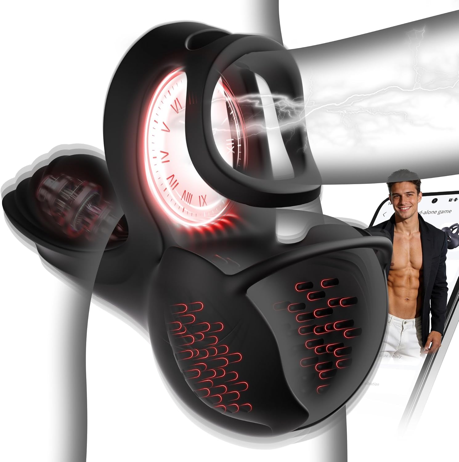 Vibrating Cock Ring Male Sex Toys – KUSHOR Penis Ring Vibrator Adult Toys for Men with 9 Vibration & 3 Heating Modes, 360° Wrapping Testicle Toys, Male Sex Toy for Men APP Control Perineum Stimulator