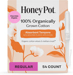 The Honey Pot Company - Regular Absorbency - 100% Organic Cotton Core Tampons w/Bio Plastic Applicator - Feminine Care – Unscented - 54 Count (3 Packs of 18)