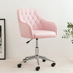 VANSPACE Velvet Desk Chair Vanity Chair for Makeup with Wheels and Back Home Office Chair Adjustable Rolling Swivel Chair for Bedroom Vanity Room Pink