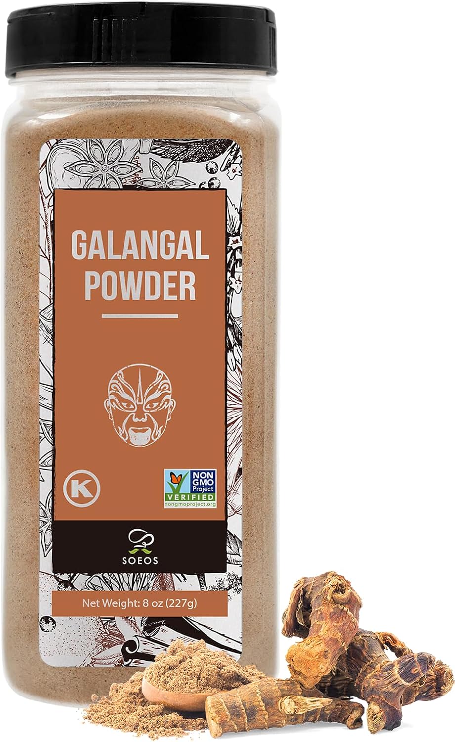 Soeos Galangal Powder 8 oz, Ground Galangal, Alpinia Galanga, Non-GMO, Kosher, Galangal Ginger Powder for Thai Soup, Tom Yum Soup, and Tea