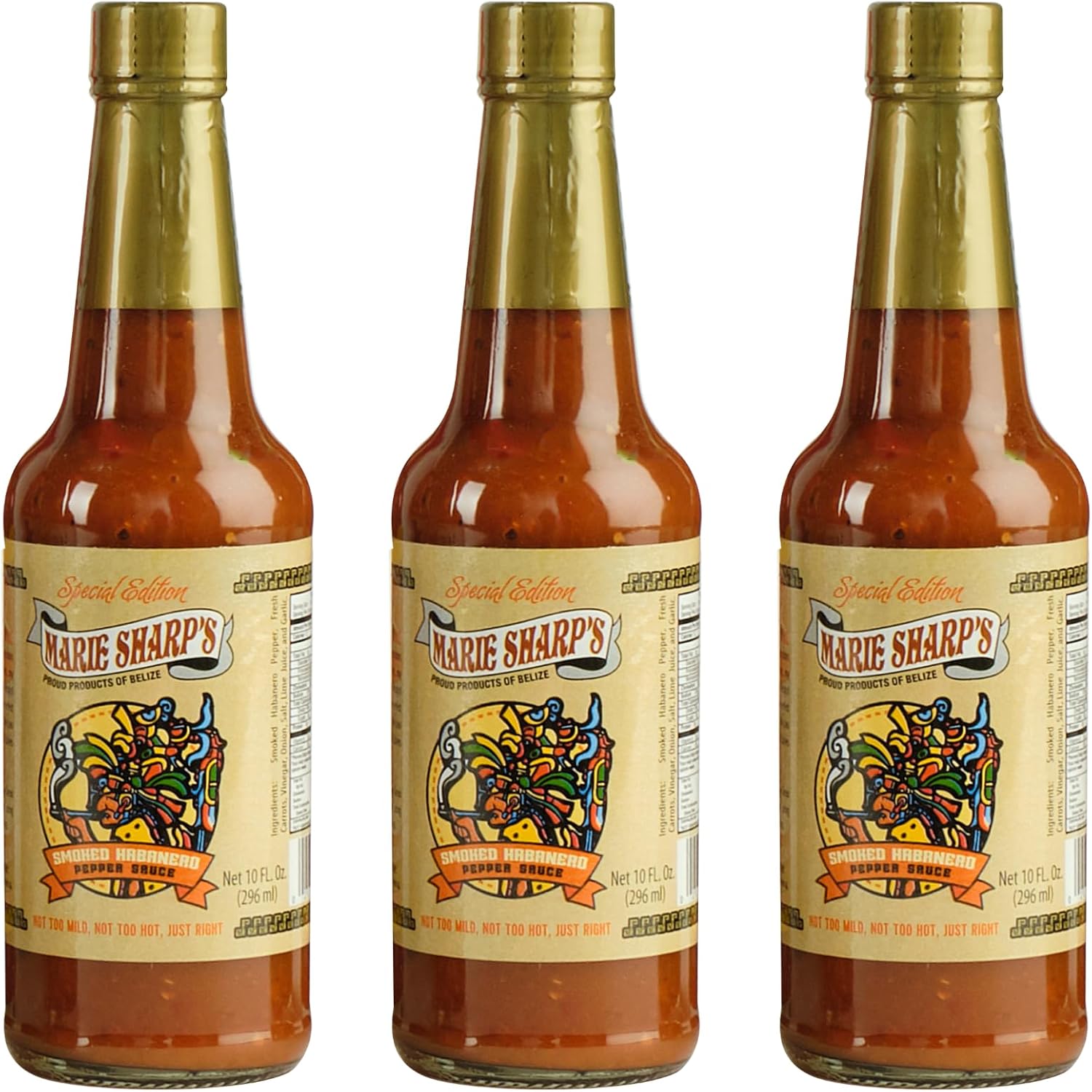 Marie Sharp’s Smoked Habanero Pepper Sauce, 10 oz – Belizean Hot Sauce with Bold Smoke & Heat – All-Natural, Gluten-Free (Pack of 3)