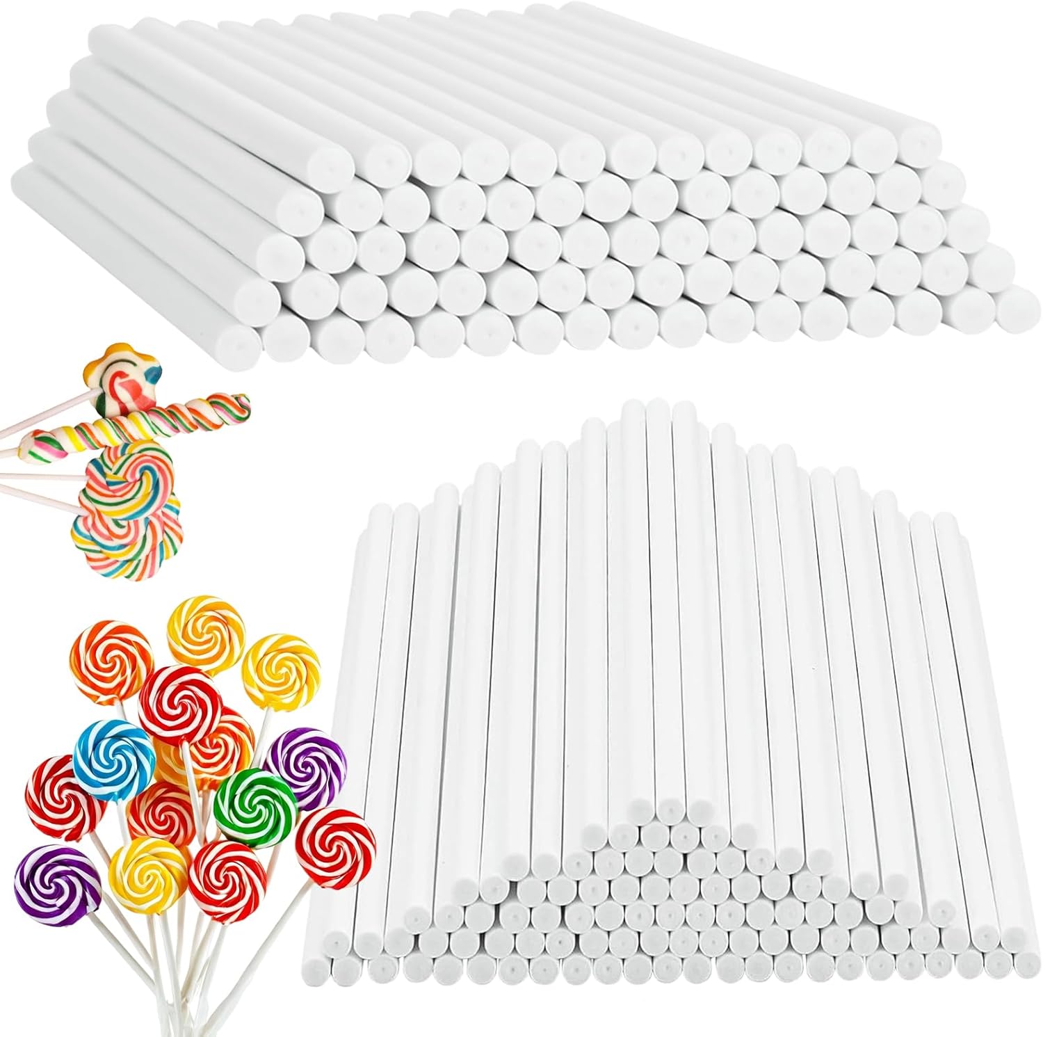 SHUESS 1000 Pcs White Paper Cake Pop Sticks 4 Inch Sticks for Cake Pops Lollipop Sticks Sucker Sticks Treat Lollipop Sticks for Cookies, Rainbow Candy,Dessert,Cake Pops,Handmade DIY