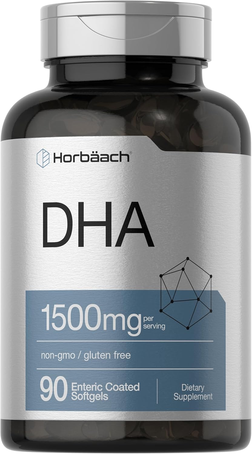 Horbaach DHA Supplement 1500mg | 90 Softgels | EPA, Omega 3, DHA | Non-GMO, Gluten Free