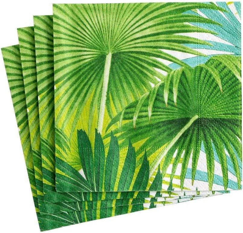 Caspari Palm Fronds Paper Cocktail Napkins in White - 20 Per Package