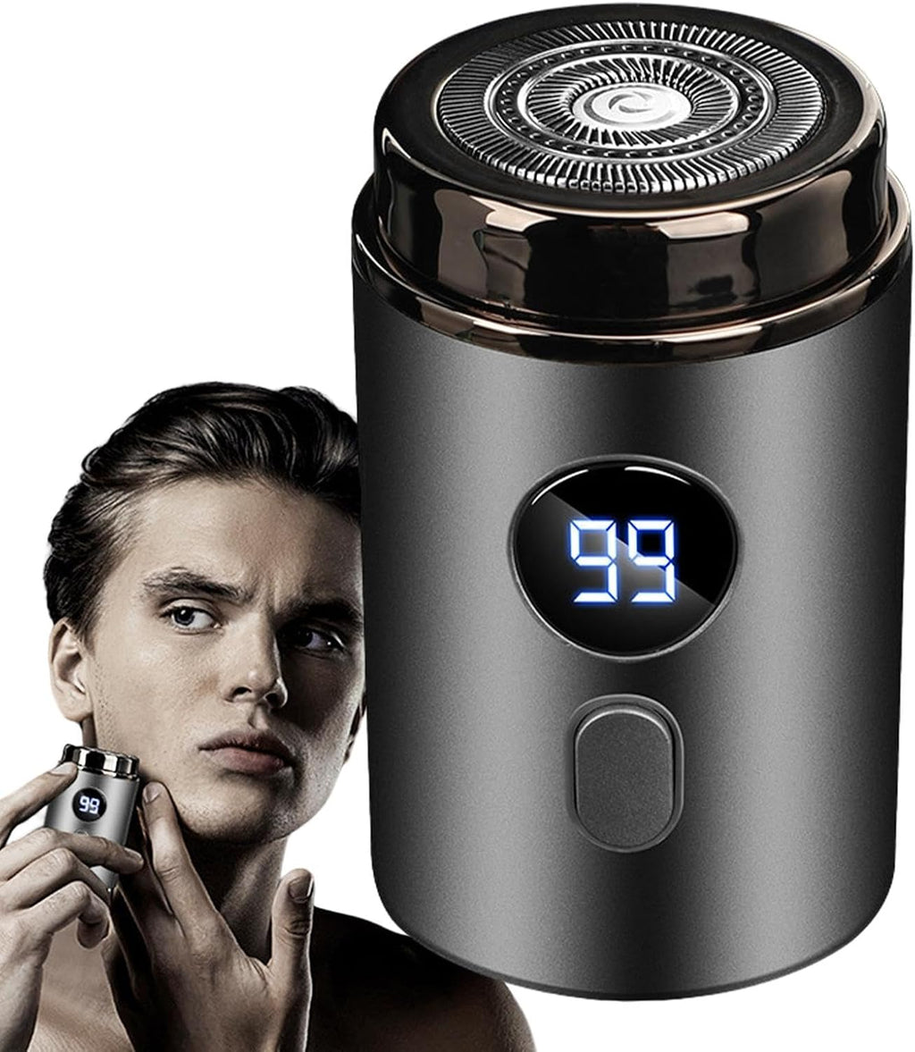 Small Electric Shaver - Travel-Sized Beard Trimmer with Digital Display, Rechargeable Face Shaver | Portable Shaving Kit for Dad, Boyfriend, Husband, Compact Electric Shaver for Easy Grooming