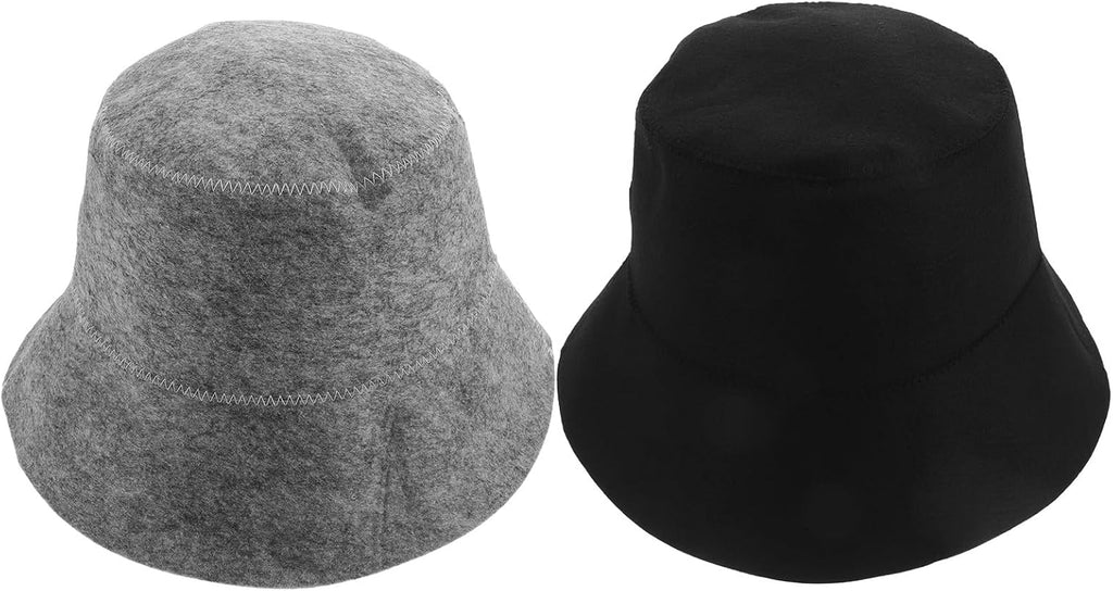 Kisangel 2pcs Wool Sauna Hat, Felt Sauna Cap Russian Banya Hat for Men Women Hair Protector Breathable Steam Room Bath Spa Accessories