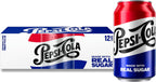 Pepsi Real Sugar Soda, 12 Fl oz Cans, (12 Pack), Cola, Soda Pop (Packaging May Vary)