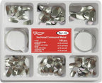 100 Pieces Stainless Steel Sectional Contoured Metal Dental Matrices Kit with Ledges, 0.035mm Thickness, Assorted Sizes Soft Metal Bands for Molar and Premolar Restorations - Dental Matrix System Kit