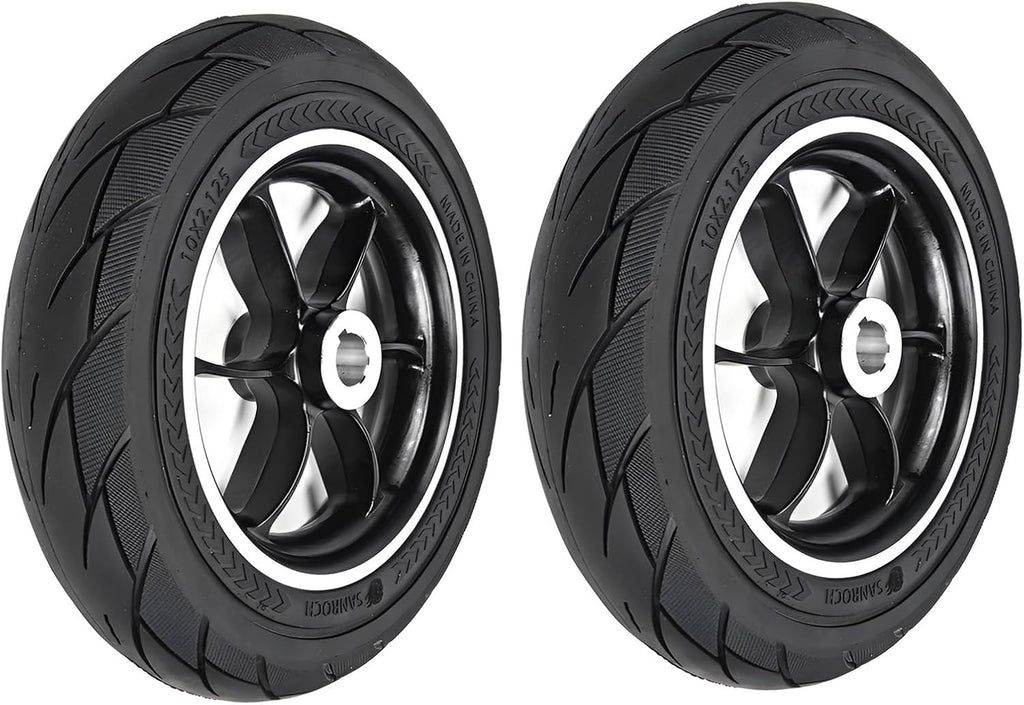 10×2.125 Wheelchair Rear Wheel Replacement, 1 Pair of 10inch Power Wheelchair Wheels, Solid Tires, Rubber Wheels, Walker Accessories