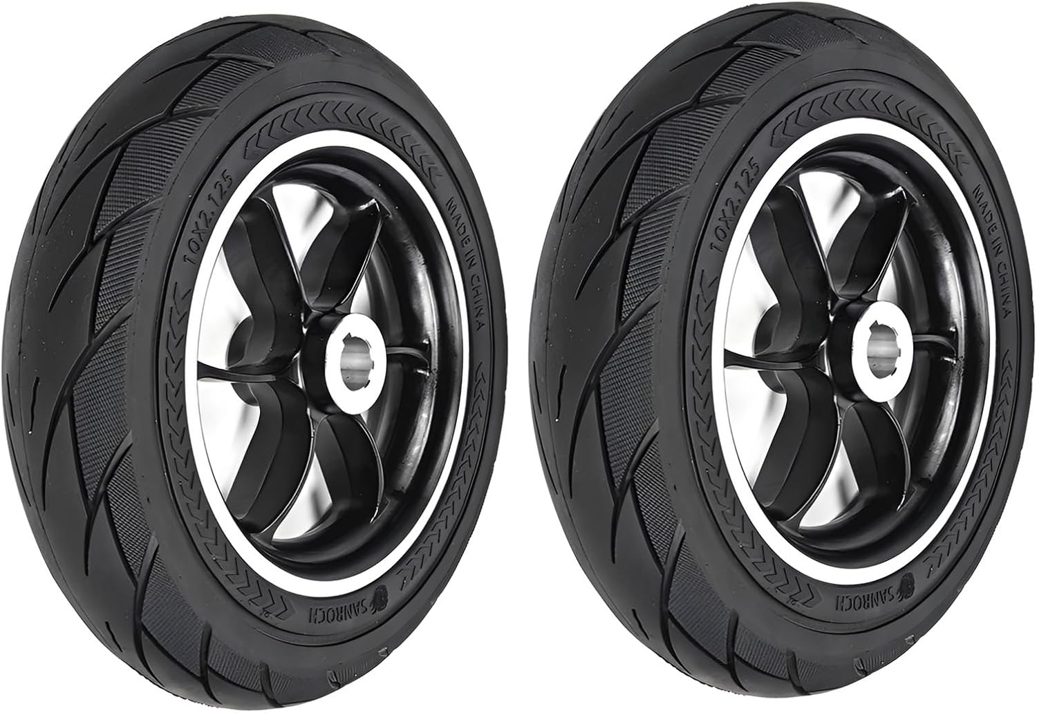 10×2.125 Wheelchair Rear Wheel Replacement, 1 Pair of 10inch Power Wheelchair Wheels, Solid Tires, Rubber Wheels, Walker Accessories