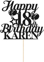 Happy Birthday Cake Topper Personalized Cake Decorations Double-Sided Glitter Cake Topper Custom Gifts with Any Age & Name for Her Him Women Men on 18th 21st 30th 40th 50th 60th (Black)