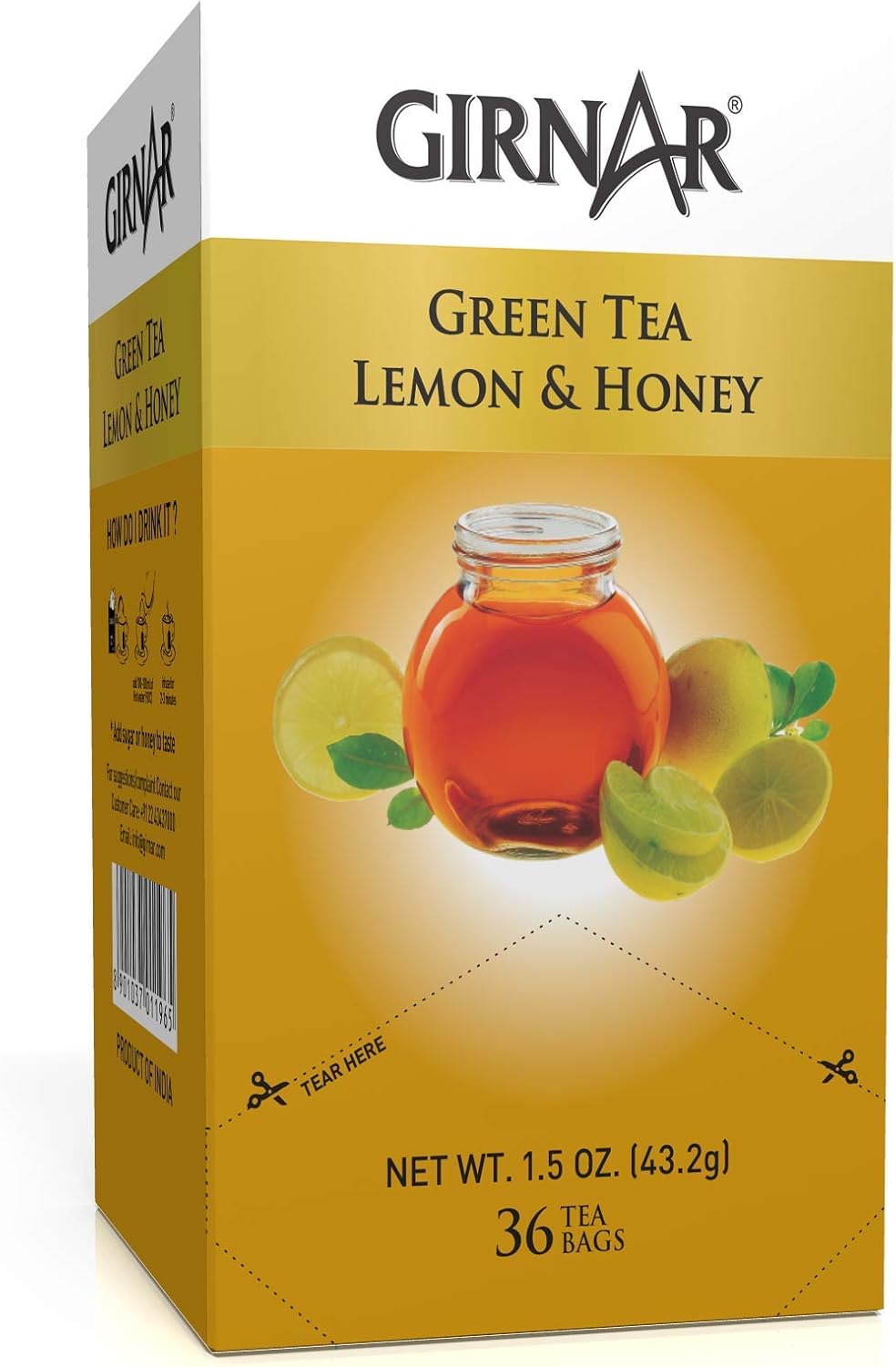 Girnar Green Tea Bags with Lemon & Honey (36 Tea bags)