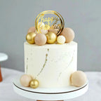 Ball Cake Toppers Simplicity Khaki White Ball Cake Toppers DIY Cake Insert Topper Foam Cake Balls Baking Decoration for Wedding Anniversary Birthday (Khaki White)