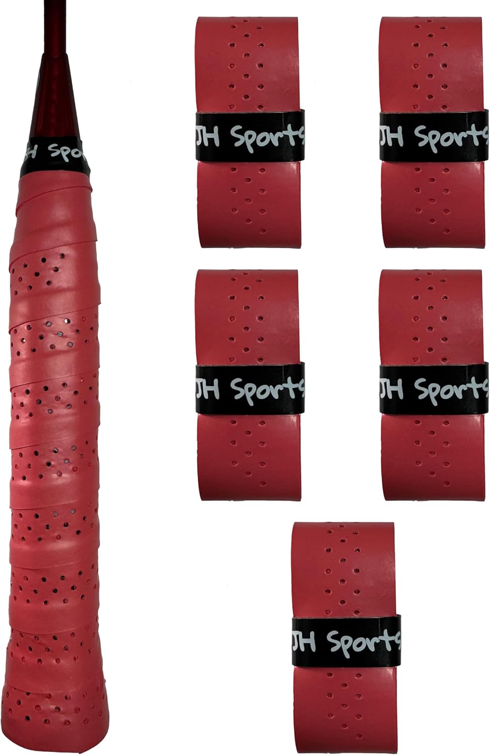 Racket Overgrip - Absorbent Grip Tape for Badminton, Pickleball & Tennis | Sweat-Wicking and Perforated - 5 Pack