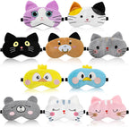 ZOOFOX 10 Pack Cute Eye Mask for Kids, Colorful Cartoon Soft Plush Blindfold, Funny Animal Eyeshade Cover for Kids Teens Girls Women Sleep Travel Nap Party Supplies