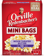 Orville Redenbacher’s Microwave Popcorn Mini Bags, Movie Theater Butter Flavor, 3g Fiber Per Serving, 1.5 oz., 12-Count