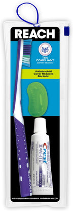 Reach Ultraclean Travel Kit Toothbrush with Toothbrush Cap and Toothpaste, Multi-Angled, Soft Bristles, TSA-Airport Friendly, Resealable, Portable and Reusable Bag