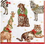 Entertaining with Caspari Luncheon Napkins, Wild Christmas, Ivory, Pack of 20