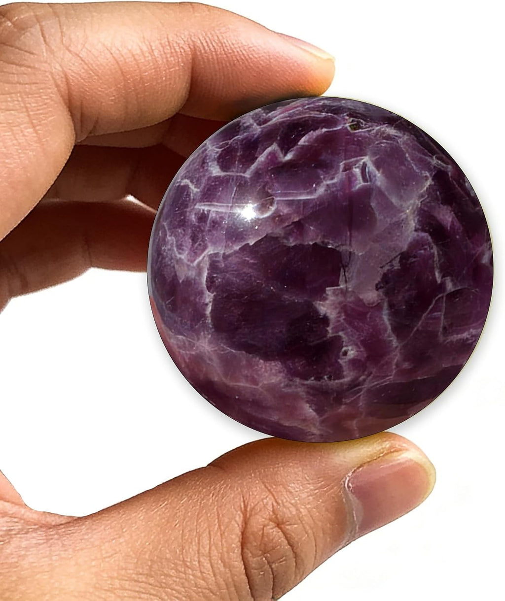 Natural Stone Crystal Sphere Feng Shui Home Decoration Ball Positive Energy Scrying Orb for Meditation Tool for Spiritual Space Purification Globe(Diameter4-5cm Amethyst Sphere)