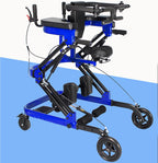 Adjustable Medical Walker with Stand-Up Support, Walking Frame, Adult Walker, Lower Limb Training, Home Rehabilitation Equipment, Multi-Function Mobility Aid with 4 Wheels (Blue)