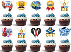 36pcs Happy Fathers Day Cupcake Toppers, Best Dad, I Love My Dad Cupcake Picks with Beard Tie Signs for Happy Father's Day Party Cupcake Decorations