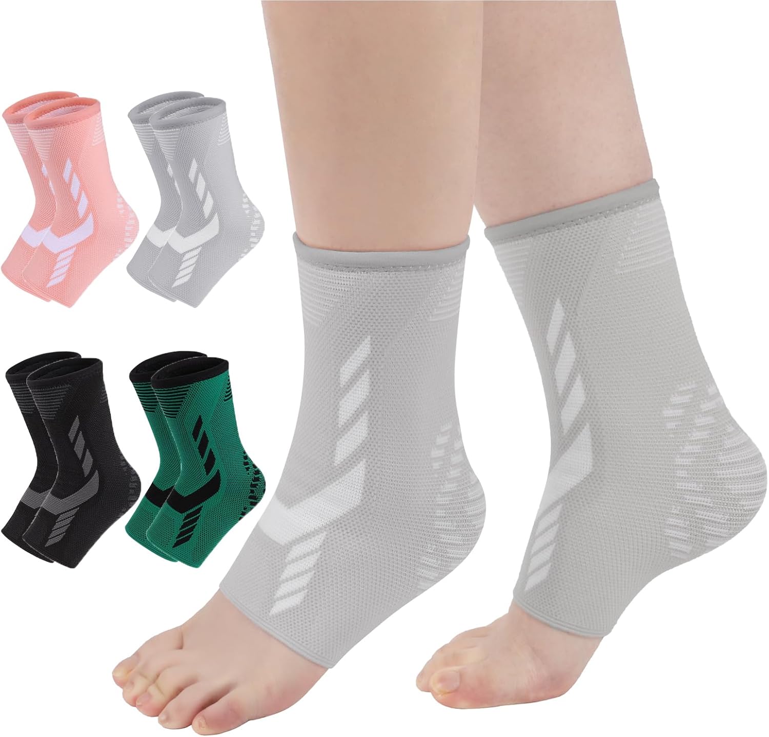 Ankle Support for Women & Men 1 Pair Ankle Compression Sleeve for Sports, Basketball, Running, Walking, Foot & Ankle Brace Socks for Arthritis, Sprained, Tendonitis, Plantar Fasciitis (Gray, X-Large)