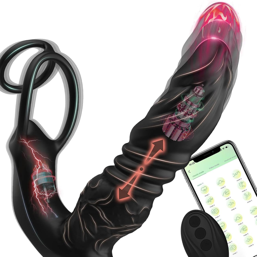6.3 Inches 10 Modes Remote Virabtor Contral Prostrate Device for Men Couple Electrodes Today Adult Vibratoar Toys Plug Tool for Men Relaxing Prostrate Viboatorr Device HEWRZ1 (Black)