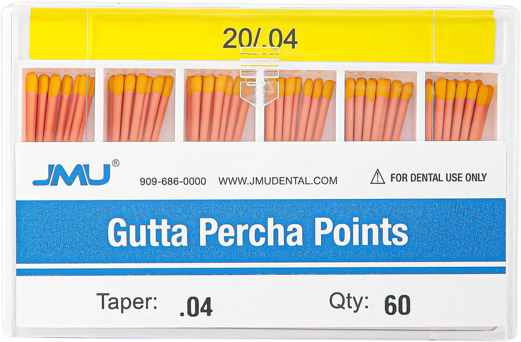 JMU Dental Gutta Percha Points .04 Taper, #20, Spill-Proof Box, 60pcs