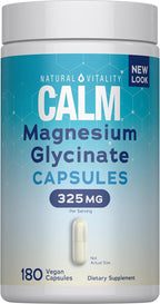 Natural Vitality Calm, Magnesium Glycinate Supports Bone, Muscle, Heart, & Nerve Health, Non-GMO, Vegan, Gluten Free 180ct