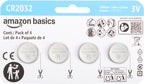 Amazon Basics CR2032 3V Lithium Coin Cell Batteries, Child-Proof Package, Non-Coated, AirTag Compatible, 4-Pack
