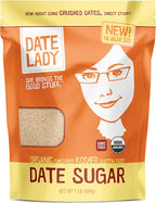 Date Lady Organic Date Sugar, 1 lb | Vegan, Paleo, Gluten Free & Kosher | Alternative Sweetener for Baking | Will Not Dissolve in Coffee (1 Bag)