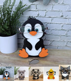 Wooden Eyeglass Holder Display Stand Creative Cute Animal Glasses Holder Dog Giraffe Handmade Creative Sunglasses Display for Desktop Accessory, Home Office Decor, Birthday and Christmas Gift (Penguin)