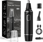 XOOMRSCP Nose Hair Trimmers for Men，Rechargeable Hair Trimmer 2 in 1 Painless Multifunctional Ear and Nose Hair Trimmer with IPX7 Waterproof Dual Edge Blades (Black Silver)
