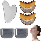 2 Pcs Lymphatic Contour Face Brush,Face For Lymphatic Drainage,Drainage Brush With 1pc Stainless Steel Gua Sha Tool For Jawline Sculpting Puffiness Lifting Relaxation With Storage Case