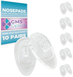 GMS Optical Push in Silicone Nose Pads for Glasses | 15mm Medium, 8.2mm Wide Width | Non Slip Nose Grips, Eyeglass Accessories for Glasses & Sunglasses, Provides Comfort & Stability (5 Pairs, Clear)