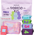 Scarlet by RedDrop Tween Period Kit for Girls 9–12 (45 Pcs) | 36 Pads with Wings (Light, Moderate, Heavy, Max), 5 Wipes, PU Bag, Education Booklet, Bathroom Pass & Sticker Sheet
