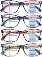 CLASAGA Progressive Multifocus Reading Glasses for Women, Pattern Print Blue Light Block Stylish Ladies Computer Readers