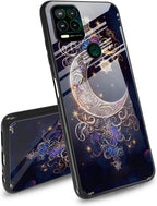Case for Moto G Stylus 5G 2021,Tempered Glass Back Cover,Side Soft TPU Bumper Cutting Groove Anti-Skid Design Protective Cover for Moto G Stylus 5G 2021,Moon Star Galaxy Floral