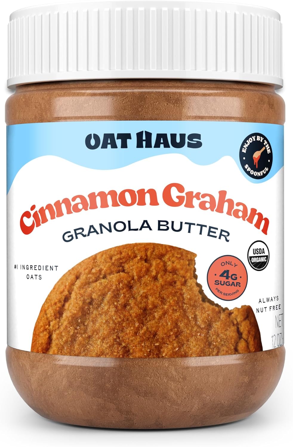 Oat Haus Cinnamon Graham Original Granola Butter | Peanut-free, Almond (Tree-Nut) Free, & School-Safe (Top 8 Allergen Free) | Sunflower Seed & Cookie Butter Alternative | 12 oz (1 Jar)
