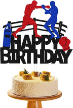 Boxing Happy Birthday Cake Topper, Boxing Gloves Themed Cake Decorations for Men, Boys, Girls or Kids Birthday Party Supplies