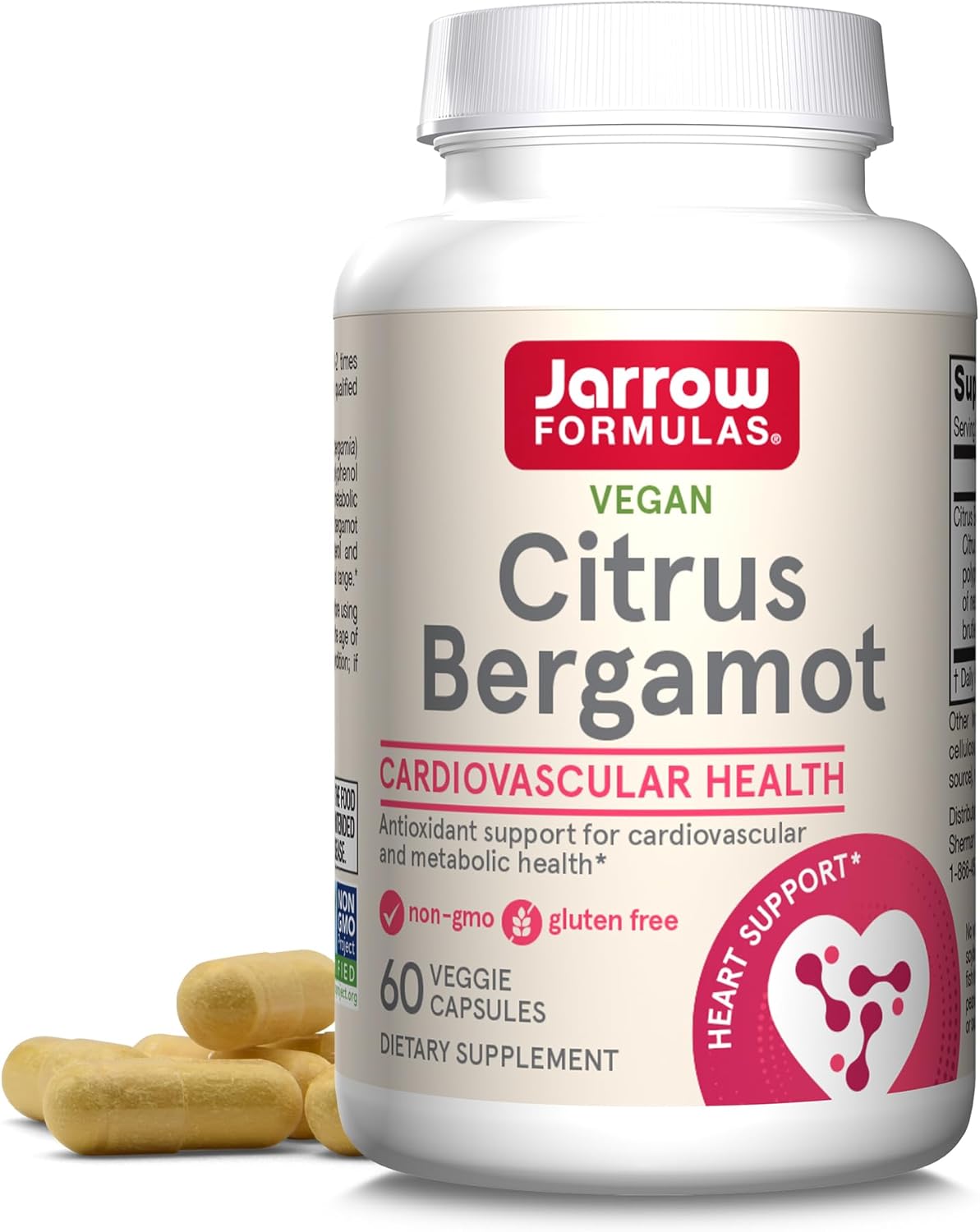 Jarrow Formulas Citrus Bergamot Supplement 500 mg - 60 Servings (Veggie Caps) - Antioxidant Support for Cardiovascular & Metabolic Health - Dietary Supplement - Vegan Gluten-Free- Use with QH-Absorb