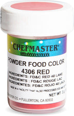 Chefmaster Red Dry Powder Candy Color | Vibrant Shades | Chocolate, Macarons, Fondant | Decorating | Professional-Grade Dye | Easy-to-Use | Manufactured in USA | 3 grams