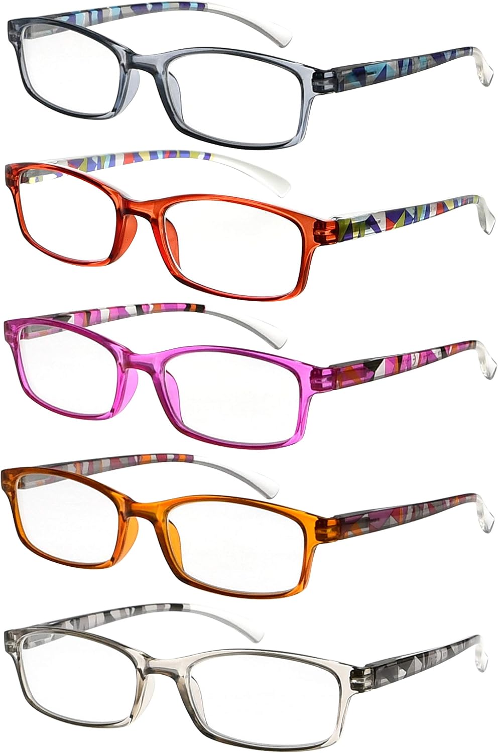 Eyekepper 5 Pack Reading Glasses for Women Reading - Stylish Pattern Design Ladies Readers +1.50