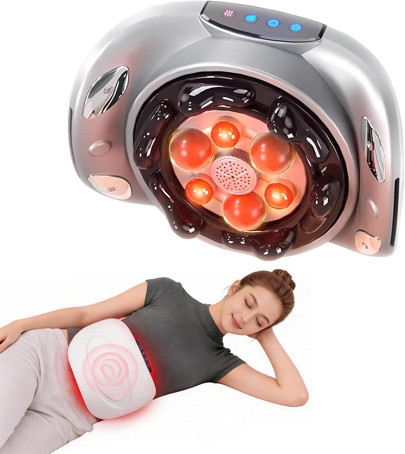 Abdominal Massager Belt – Electric Belly, Stomach & Tummy Massage Machine and Tool with Dual Kneading Discs, Soothing Heat, Wireless & Rechargeable